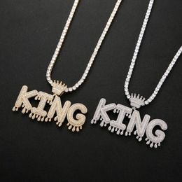 Hip Hop Custom Name Letters Pendant Necklace Man Micro Cubic Zircon with 24inch Rope Chain292Y