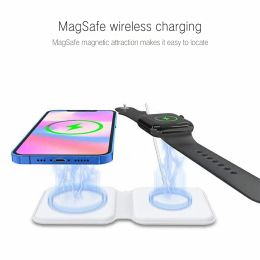 Chargers 10pcs/lot 2 in 1 Magsafing Duo Charger Folding Magnetic Wireless DualCharge For iPhone 12 Pro Max iWatch Airpods Charger