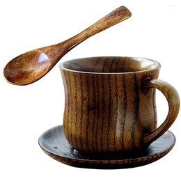 Dinnerware Sets Drinking Cup Household Simple Wooden Tea Mixing Spoon Water Mug Coffee