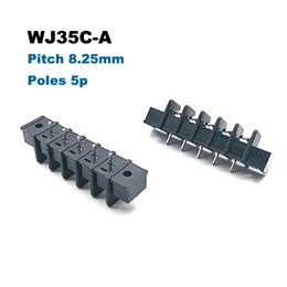 5Pcs Pitch 8.25mm Barrier PCB Terminal Block Straight 2/3/5P 35C-A Morsettiera Wire Connectors With Screw Holes 300V 20A 12AWG