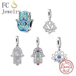 FC Jewelry Fit Original Charm Bracelet 925 Silver Chakra Tree of Life Hamsa Hand Of Fatima Beads For Making Women Berloque DIY