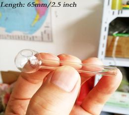 65mm Length Mini Clear Glass Pipes 18mm Ball Oil Burner Tubes Nail Tips Burning Jumbo Pyrex Concentrate Pipes Thick Quality Transp5118802