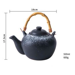 Japanese Style Tea Set Teapot Ceramic Household Tea Maker Drinking Tea Cup Single Pot Creative Bamboo Handle Por Teapot Set