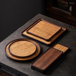 Tea Trays Bamboo Vintage Mat Tray Set Dry Brewing Small Table Home Single Layer Pot Bearer Fruit Plate