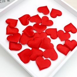 100Pcs 3.5cm DIY Heart Petals Wedding Decorations Satin Heart Shaped Fabric Artificial Flower Petals Wedding Decor Supplies