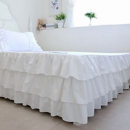 Hot Sale Elegant White Multi-Ruffles Bed Skirts- Wrap Elastic Belts Easy Fit Wrinkle and Fade Resistant Fabric-15 Inch Deep