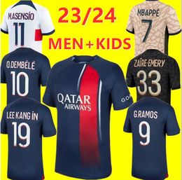 2024 psgEs MBAPPE Soccer Jerseys DI MARIA WIJNALDUM SERGIO RAMOS HAKIMI Fourth Maillots De 23 24 25 NEW Kids Kits paris Football Kit ICARDI VERRATTI M.ASENSIO KANGIN