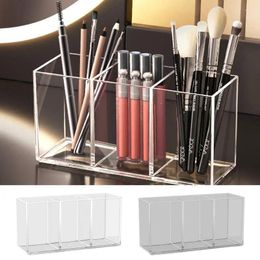 Storage Boxes 3 Holes Transparent Acrylic Cosmetic Makeup Brush Tool Box Case Make Up Holder Table Organiser Dressing Accessory