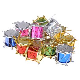 12pcs Small Drum Christmas Ornament Colorful Mini Gift Box Christmas Tree Pendant New Year Ornaments Decorations