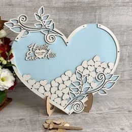 Guestbook Rustic Wedding Guest Book Alternative frame Blue Drop box heart Wedding Wishes Wedding idea Wood drop box Personalized