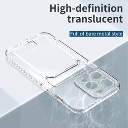 Soft Thin Clear Wallet Case For iPhone 14 13 12 11 Pro Max 6 6S 7 8 Plus SE 2020 X XR XS Transparent TPU Card Slot Pocket Casing