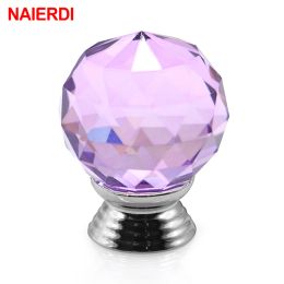 NAIERDI 30mm Colorful Crystal Glass Knobs Cabinet Handles Crystal Ball Cupboard Pulls Drawer Knobs Kitchen Furniture Handle