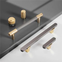 KK&FING Nordic Light Luxury Gold Grey Kitchen Cabinet Handles Dresser Wine Cabinet Knobs and Handles Furniture Door Hardware