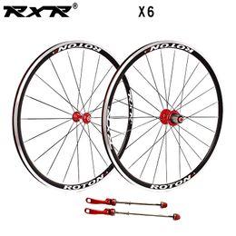 RXR Road Bike Wheel X6 700C Wheels 7-11 Speed 4 Bearing V Brake Clincher Aluminum alloy Front/rear Bicycle Wheel