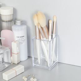 1/2/3/4 Slots Clear Makeup Brush Holder Pen Pencil Cup Stand Cosmetic Storage Box Desktop Stationery Organiser with Compartments