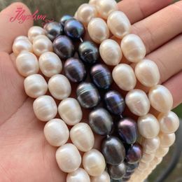 10-12mm Oval Natural Cultured Freshwater Pearl Loose Stone Beads For DIY Necklace Bracelets Jewellery Making 15" Free Shipping