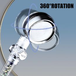 2022 360 Degrees Rotating Turbocharged Shower Head with Small Fan High Pressure Hand-held Spray Nozzle Bathroom Accessories