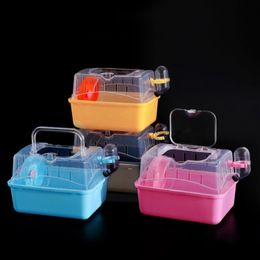 Hamster Carrier with Kettle Bowl Wheel Portable Small Pet Travel Cage w/ Handle