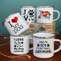 Mugs I Love My Dog Printed Enamel Mug Original Breakfast Cups to Sublimate Beer Cup of Coffee Stainless Steel Mug Kawaii Drinkware 240410