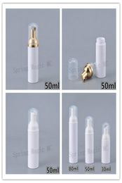50ML White Foam PET Plastic Bottle With Clear LidGoldWhite pump Mousse Foaming Bottles For Facial CleanserShampoo Containe5928053
