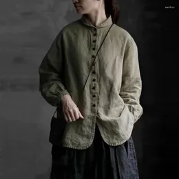 Women's Blouses Johnature Spring Turn-down Collar Vintage Linen Women Shirts 2024 Casual Japanese Button Solid Color Loose