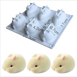 6 even Rabbit Silicone Molds Fudge Cake Chocolate Mold DIY Cake Baking Decoration, Big and Small Rabbit Jewelry Silicone Mold