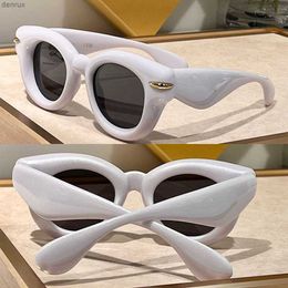 Sunglasses Hip hop round frame sunglasses designer acetate thick frame fashionable and cool men and women Gafas de sol temples with metal accessorie 40118 concert be