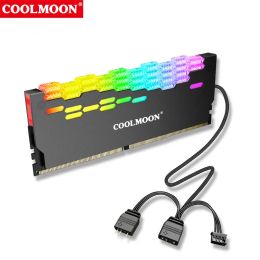 Cooling COOLMOON RA2 RAM Memory Bank Heat Sink Cooler 5V ARGB Colourful Flashing Heat Spreader For PC Desktop Computer Accessories