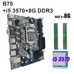Motherboards B75 Set 1155 Motherboard Kit i 3570 with DDR3 8GB Desktop RAM 1600MHZ Memory Support HDMI VGA Port SATA USB 3.0