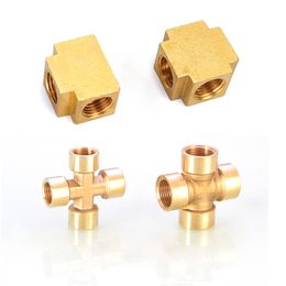 Brass Pipe Fitting 3 Way 4 Way Connector Cross 1/8"1/4" 3/8" 1/2" male Thread Copper Barbed Coupler Adapter Coupling
