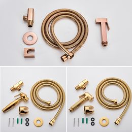 POIQIHY Golden Portable Bidet Sprayer BrassToilet Bidet Faucet Cold Bathroom Shattaf Valve Jet Set Enema Shower for Ass