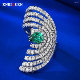 Cluster Rings Retro 925 Sterling Silver 5 7mm Emerald Gemstone For Women Lab Diamond Wedding Party Characteristic Fine Jewellery Wholesale