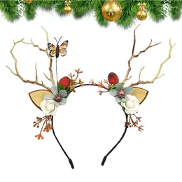 Party Decoration Light Headbands Antler Headdress Christmas Hair Accessory Holiday Headpiece Retractable Hoop For Women Girls