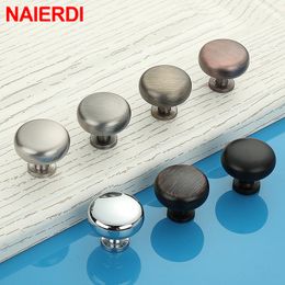 NAIERDI Circle Handles Colour Gold Silver Black Zinc Alloy Door Handles Pulls Solid Cabinet Drawer Knobs For Furniture Hardware
