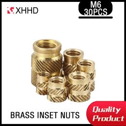 M6 30Pcs Insert Knurled Nuts Brass Hot Melt Inset Nuts Heating Moulding Copper Thread Inserts Nut Free Shipping