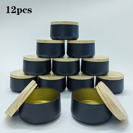 12pcs Round Candle Tin Cans with Lids 6oz Aluminium Candle Containers for Candles Storage Black White Red Green Blue Gold