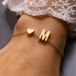 Charm Bracelets Classic Metal Gold Colour 26 Letters Bracelet For Women Fashion Initial Alphabet A To Z Jewellery Birthday Friendship Gift