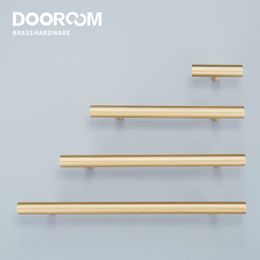 Dooroom Yu'an Brass Furniture Handles Nordic Modern Pastoral Wardrobe Dresser Cupboard Drawer Cylinder Black/Gold Pulls Knobs