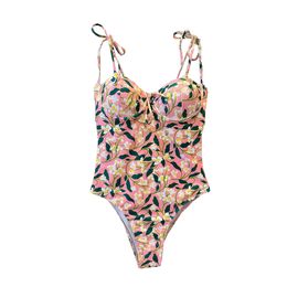Women's one piece swimsuit Sexy floral Bikini Bodysuit Spa Pool Party Bathing Suit Double G Summer Strap Shape Swimsuits Beach Underwear Padded High Waist Beachwear