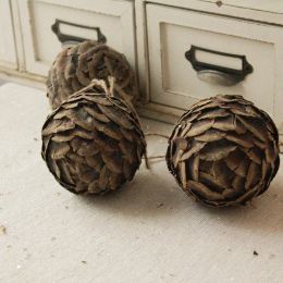 Rustic Christmas Tree Ornaments Navidad Pine Cones Hand Made Balls Pendant Wedding Xmas Tree Decorations Home Decor Accessories