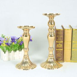 Gold Candle Holders Exquisite Candlestick Flower Vase Wedding Stand Table Centerpieces Flower Rack Road Lead Home Decoration