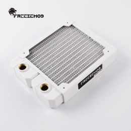 Cooling FREEZEMOD Computer water cooling piano white copper radiator 14 flat tube single layer copper fin suitable 12cm fan. TSRPTW120