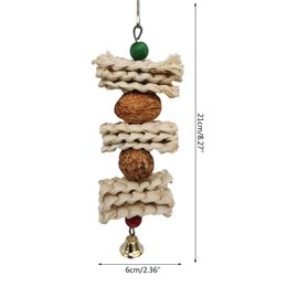 Bird Toys Chewing Toy Parrot Cage Bite Toys Corn Husks Color Wood Beads Entertainment Toys for Small and Medium Parrots Birds