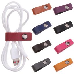 5 PCs Leather Cable Straps Cable Tie Wraps Cord Management Holder Keeper Earphone Wrap Winder Wire Ties Cord Organiser for Work