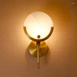 Wall Lamps All Copper Post-modern Living Room TV Background Lamp Light Luxury Simple Bedroom Dining Bedside Marble