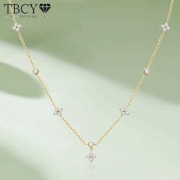 Pendant Necklaces TBCYD All Moissanite Pendant Necklace For Women Four-leaf Clover Link Chain Diamond Test Passed 925 Sterling Silver Fine Jewelry 240410