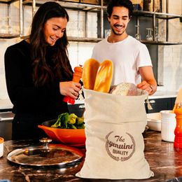 1pc Reusable Linen Bag Homemade Craft Bread Storage Bag with Drawstring Bread Storager Eco-friendly Bag For Groercy Vegetables