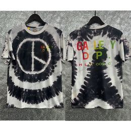 Summer High Street Hand-painted graffiti t-shirt Dept tie dyeing vintage short sleeved t-shirt Women mens Cotton t-shirt loose tee Tops h68