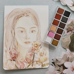 Artist-level Skin Color Solid Watercolor Paint Anime Character Portrait Dedicated 12-color Student School Exam Art Supplies