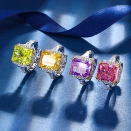 Wedding Rings LONGJING Purple Lab Sapphire High Carbon Diamonds Gemstone Band Adjustable Ring For Women Fine Jewellery Gift Wholesale